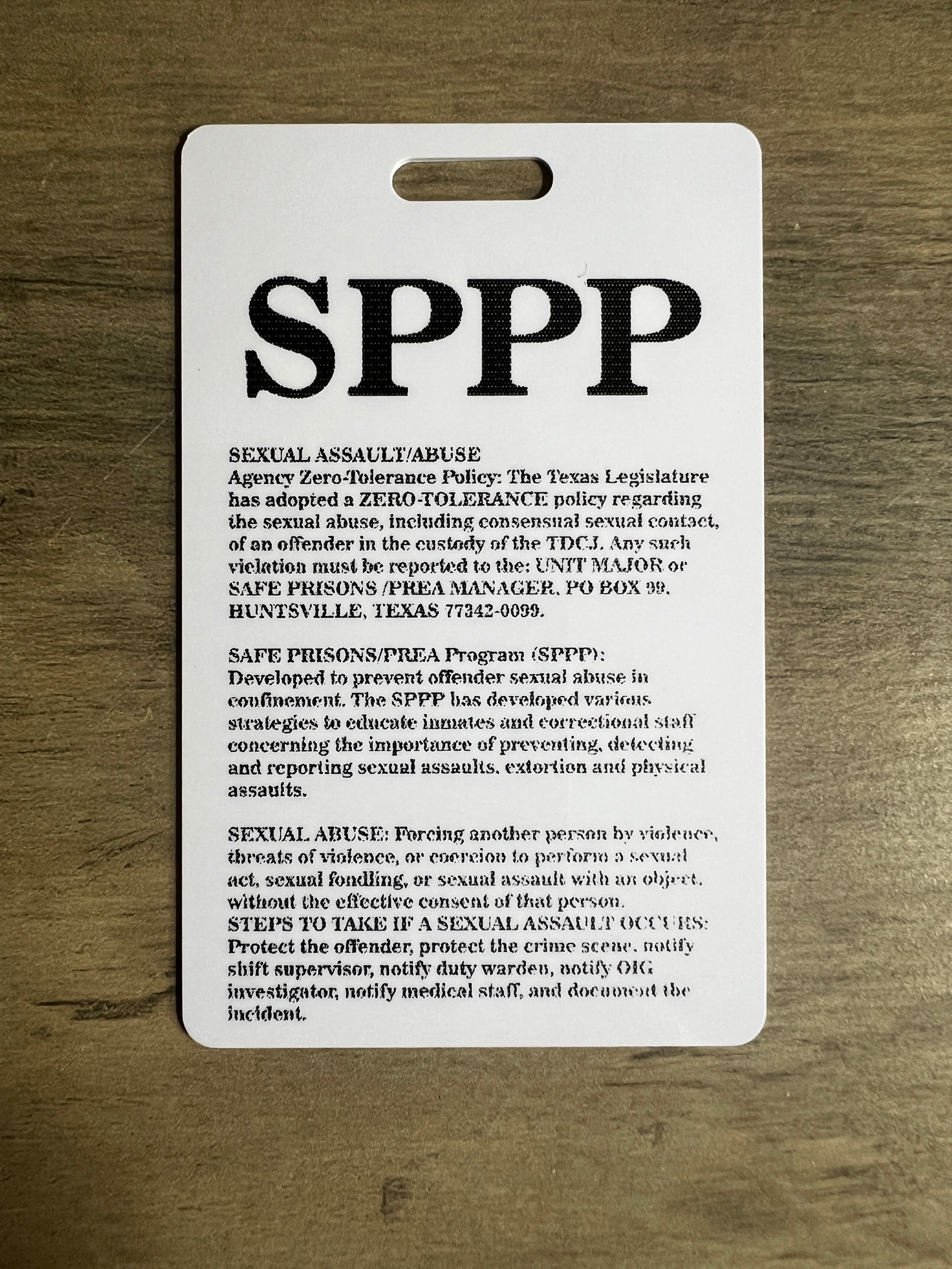 TDCJ Info Cards
